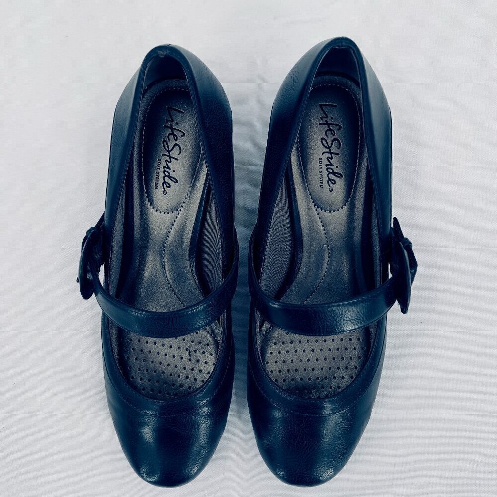 Life Stride Rozz Navy Mary Jane Pump Black Shoes Women's 9W